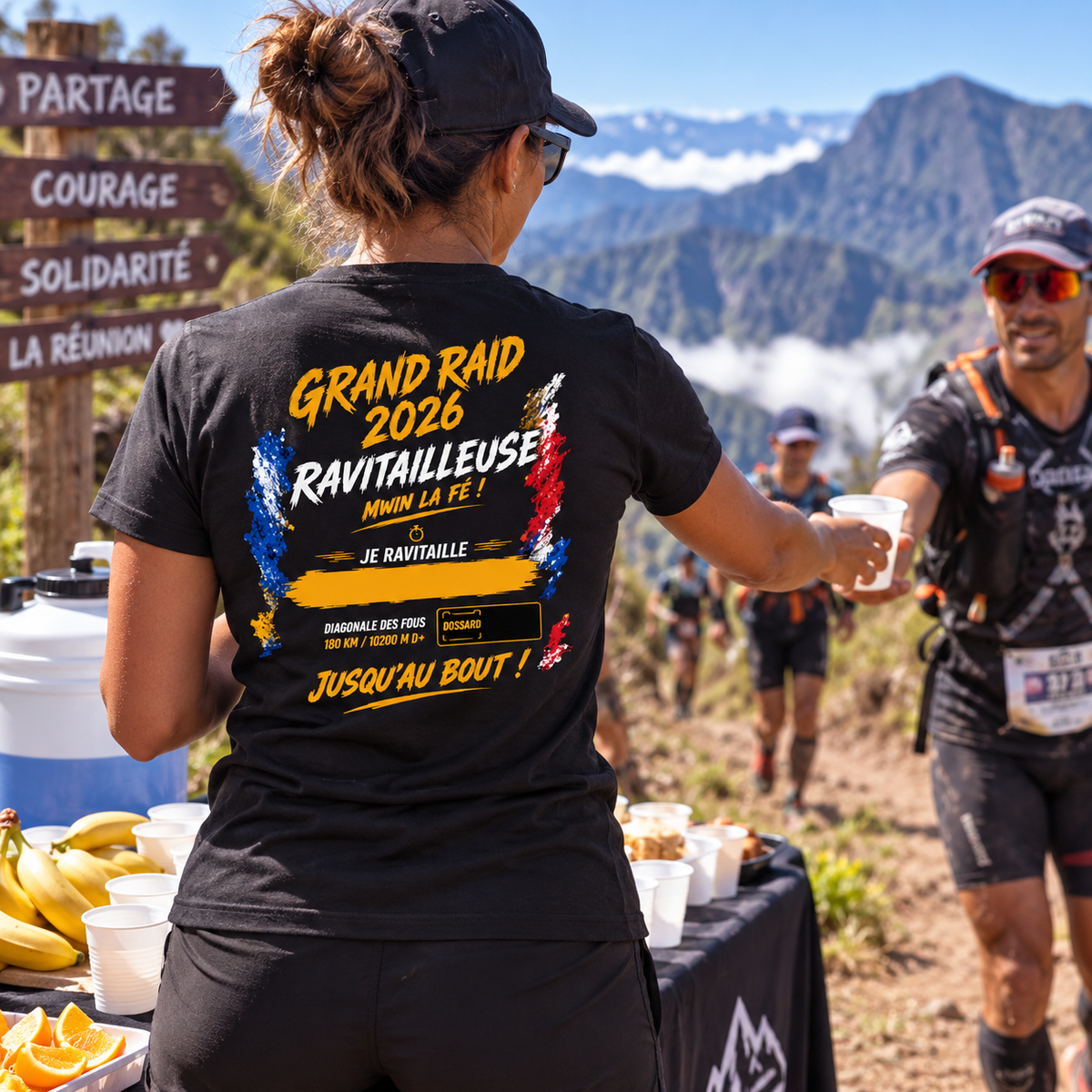 T-shirt Ravitailleuse Grand Raid 2026 Diagonale des fous personnalisé | Nout Péi