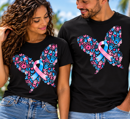 T-shirt noir – Empreintes d'Amour | Ruban Rose & Bleu