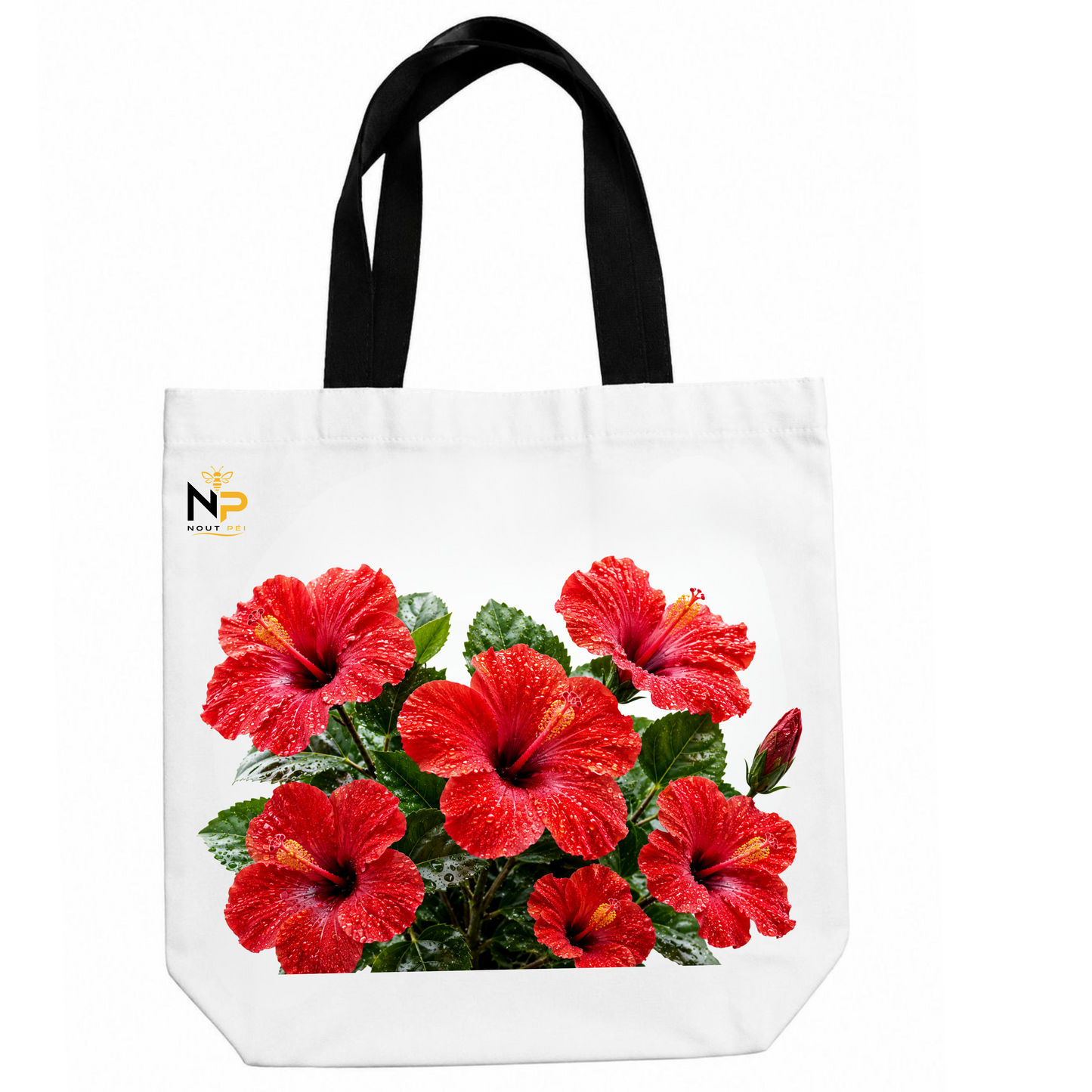 Tote Bag Nout Péi – Édition Hibiscus Rouge
