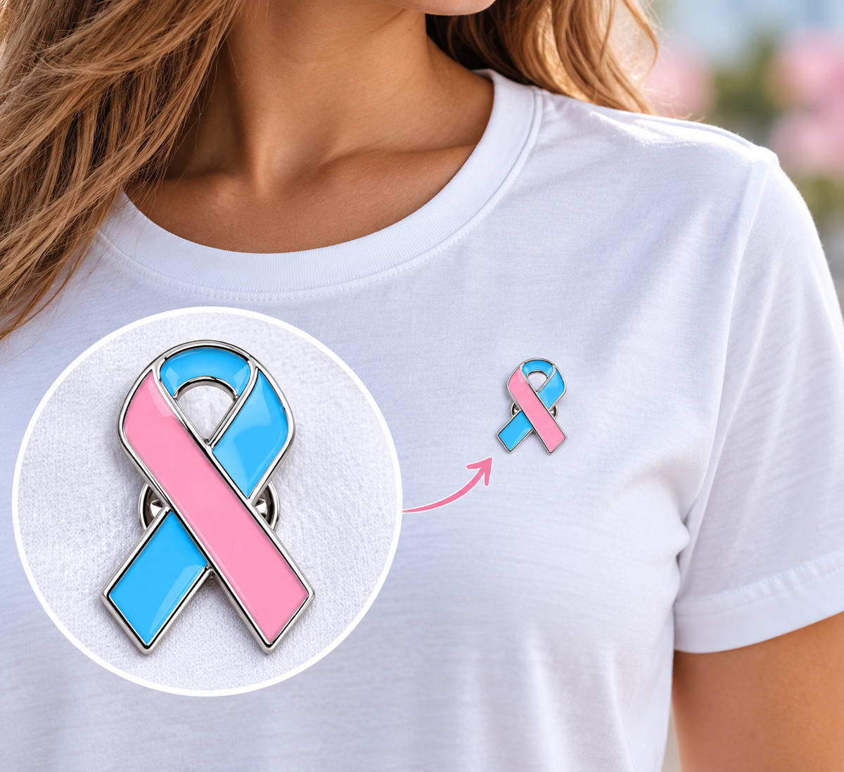 Pin's Ruban Rose et Bleu en Métal – Sensibilisation au Deuil Périnatal