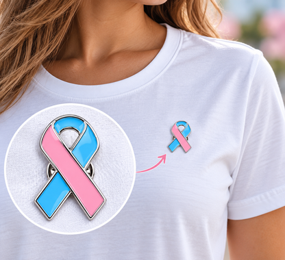 Pin's Ruban Rose et Bleu en Métal – Sensibilisation au Deuil Périnatal