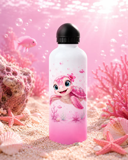 Gourde Aluminium 600 ml – Édition Ti Tortue Rose | Nout Péi