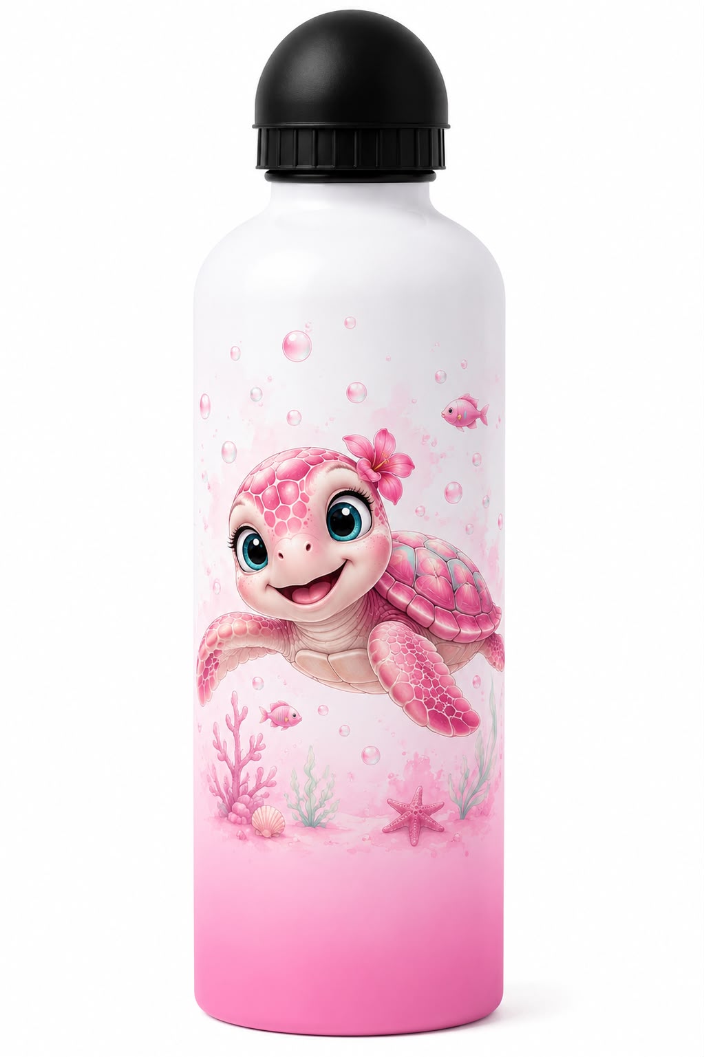 Gourde Aluminium 600 ml – Édition Ti Tortue Rose | Nout Péi
