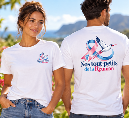T-shirt blanc– Nos Tout-Petits de La Réunion – 100 % Coton