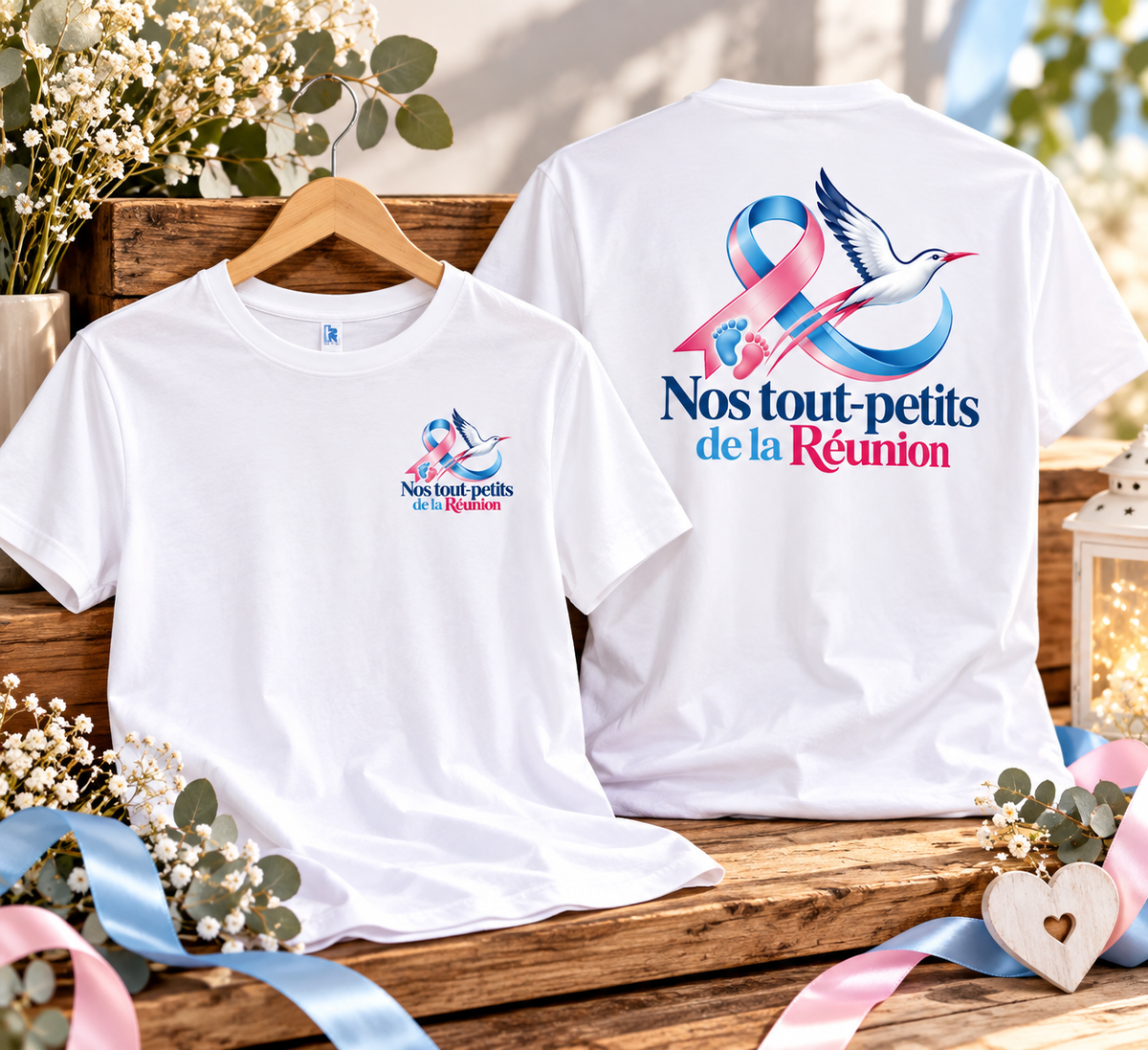 T-shirt blanc– Nos Tout-Petits de La Réunion – 100 % Coton