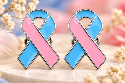 Pin's Ruban Rose et Bleu en Métal – Sensibilisation au Deuil Périnatal
