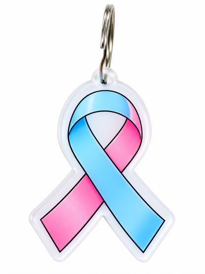 Porte-clés Ruban Rose et Bleu – Deuil Périnatal – Plexiglas