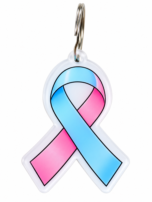 Porte-clés Ruban Rose et Bleu – Deuil Périnatal – Plexiglas