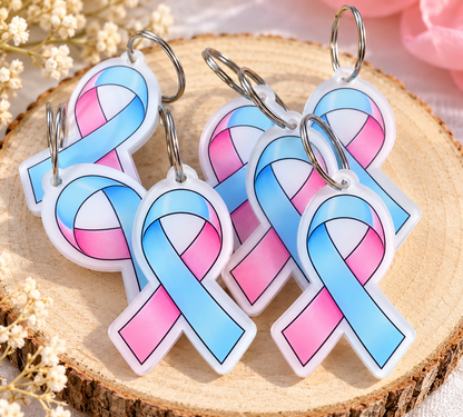 Porte-clés Ruban Rose et Bleu – Deuil Périnatal – Plexiglas