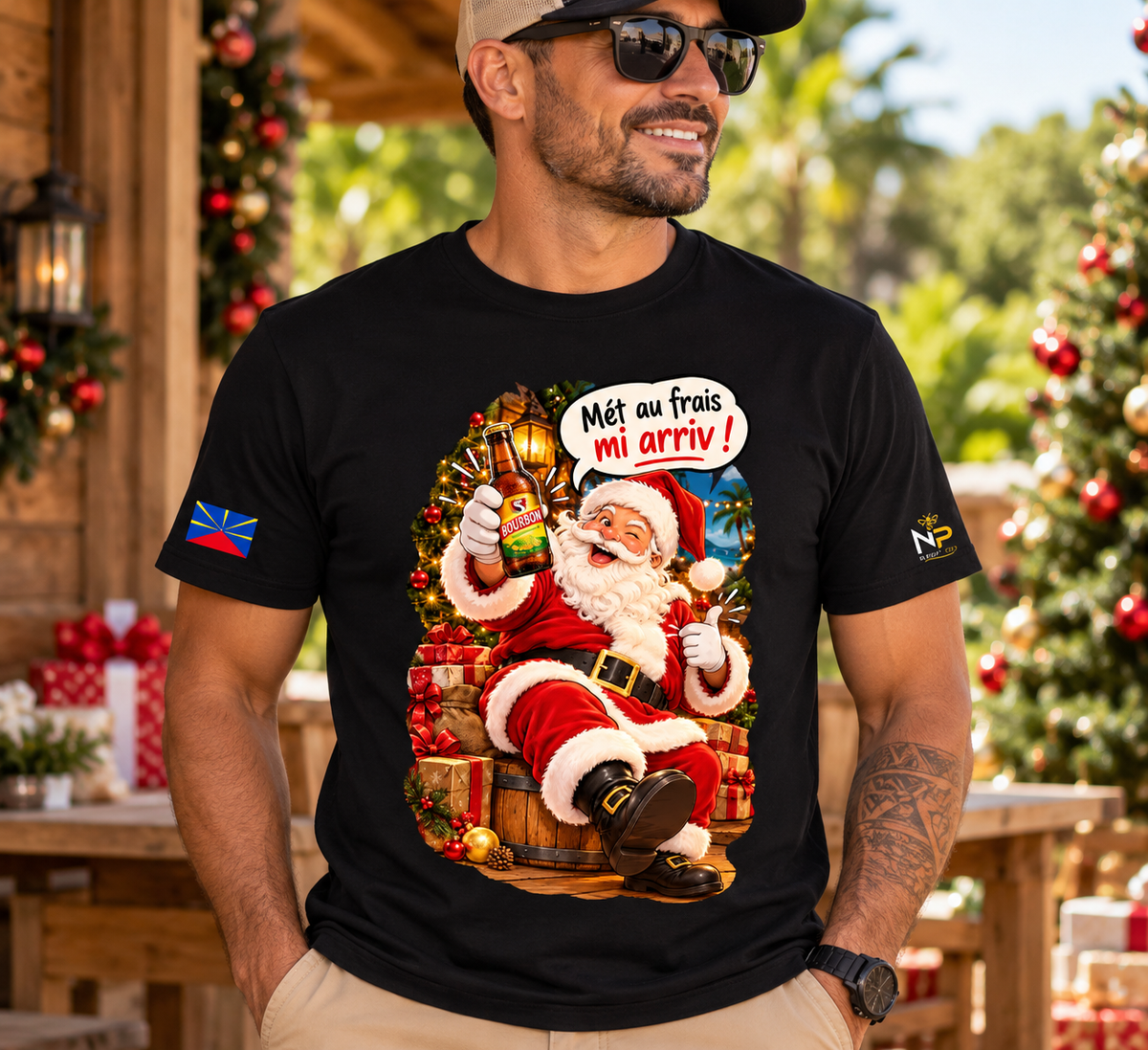 T-shirt Noël – « Mét au frais, mi arriv ! »  | Nout Péi