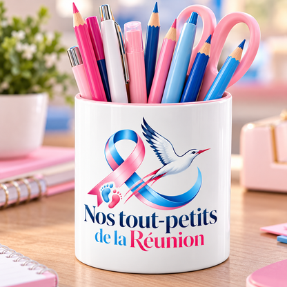 Pot à crayons en céramique rose ou turquoise – Nos Tout-Petits de La Réunion