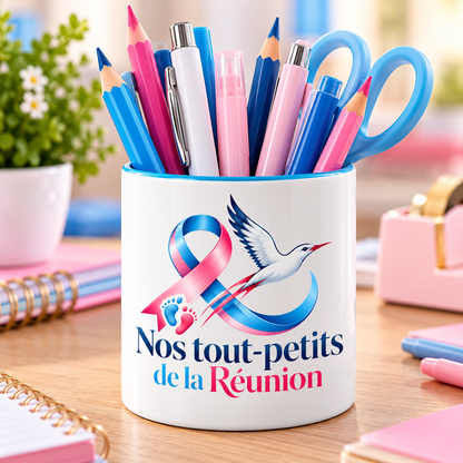 Pot à crayons en céramique rose ou turquoise – Nos Tout-Petits de La Réunion