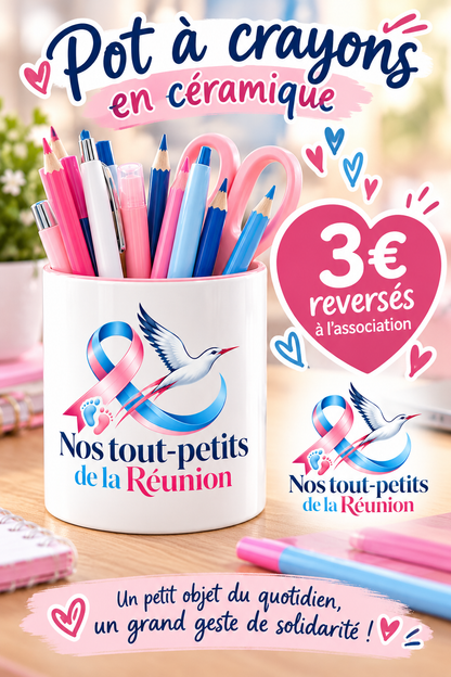 Pot à crayons en céramique rose ou turquoise – Nos Tout-Petits de La Réunion