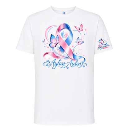 T-shirt blanc hommage deuil périnatal – Personnalisable avec prénom(s) – Nos Tout Petits