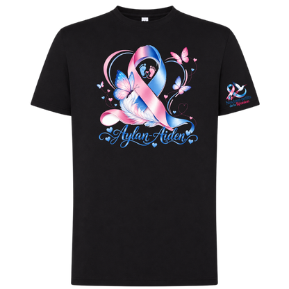 T-shirt noir hommage deuil périnatal – Personnalisable avec prénom(s) – Nos Tout Petits