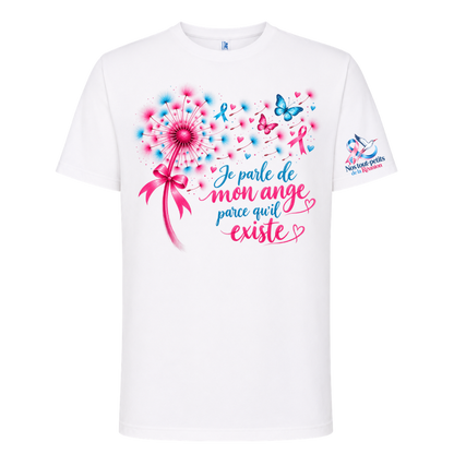 T-shirt « Je parle de mon ange parce qu’il existe » – Deuil périnatal | Édition solidaire