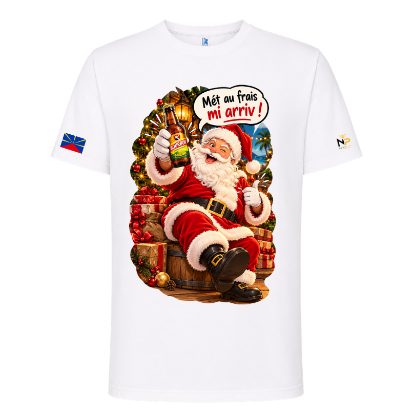 T-shirt Noël – « Mét au frais, mi arriv ! »  | Nout Péi