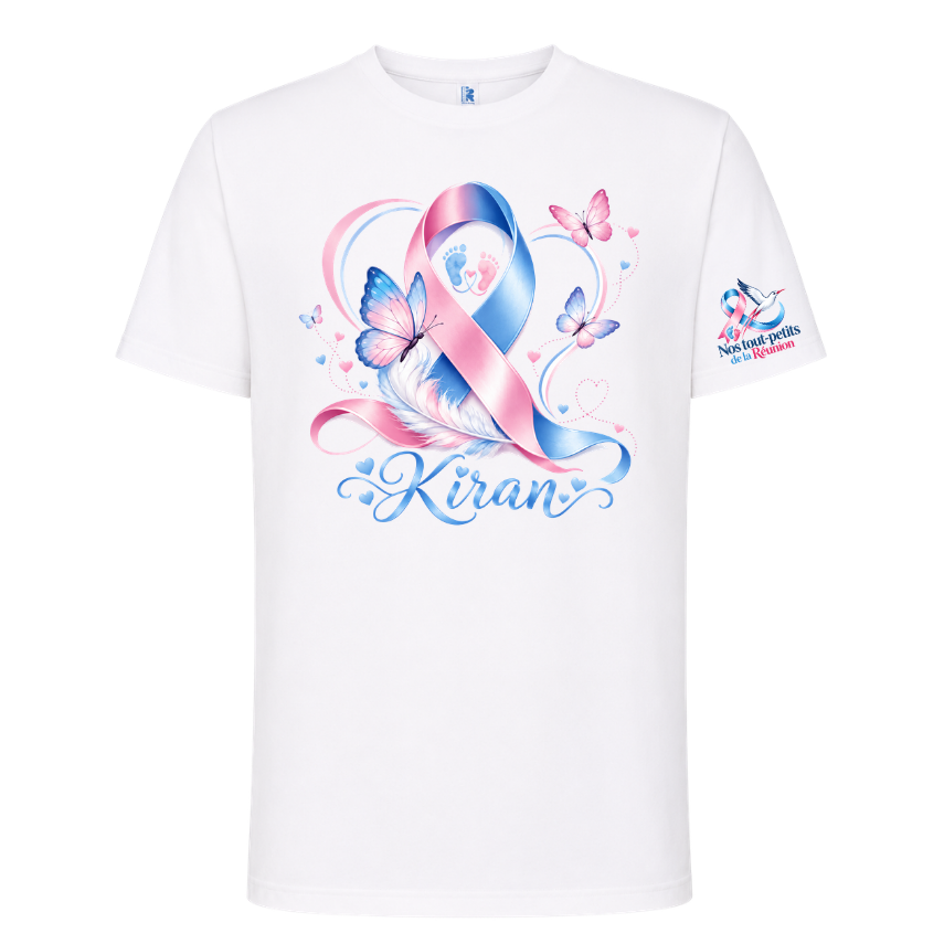 T-shirt blanc hommage deuil périnatal – Personnalisable avec prénom(s) – Nos Tout Petits