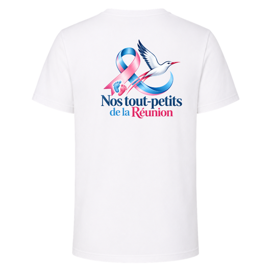 T-shirt blanc– Nos Tout-Petits de La Réunion – 100 % Coton