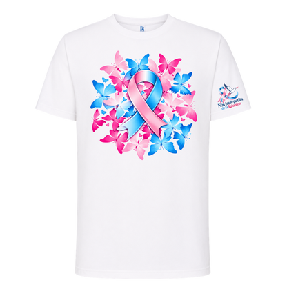 T-shirt blanc Ruban Rose & Bleu et Papillons | Nos Tout Petits