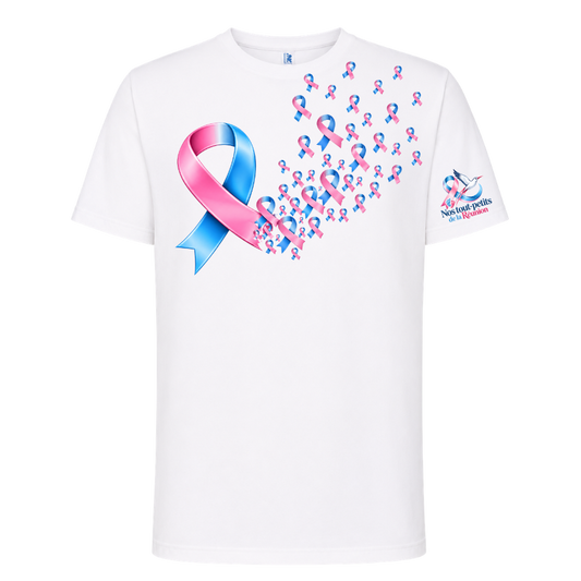T-shirt blanc – L'Envol des Rubans Rose & Bleu | Nos Tout Petits
