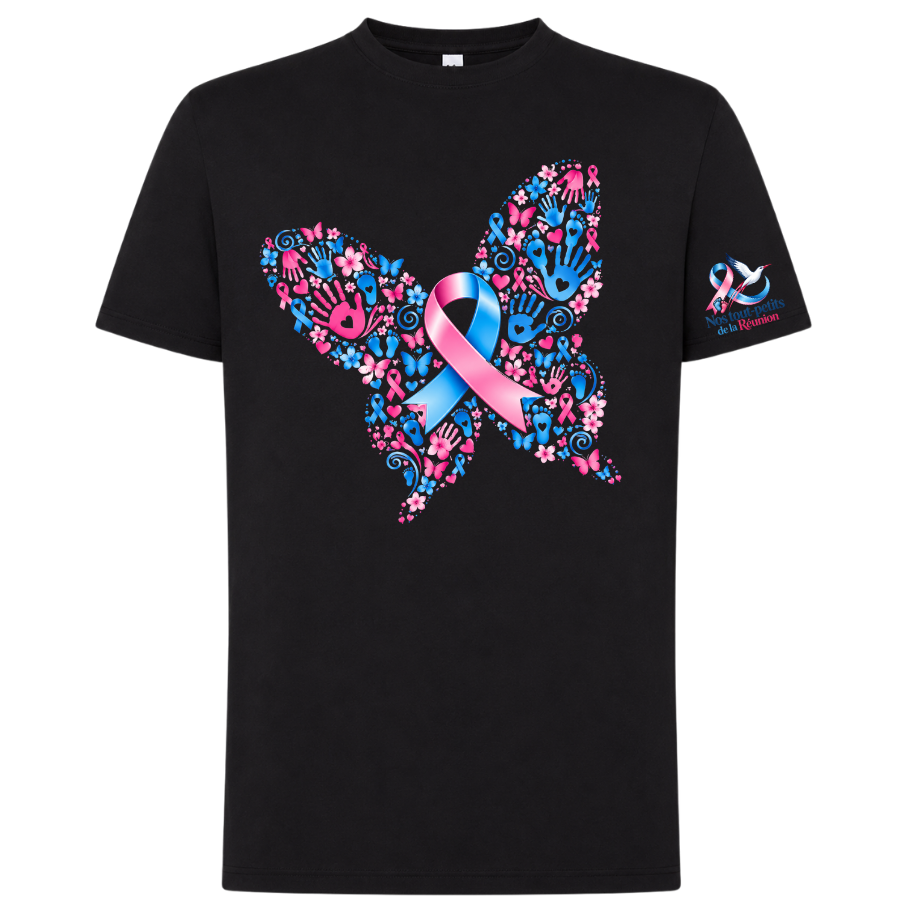 T-shirt noir – Empreintes d'Amour | Ruban Rose & Bleu
