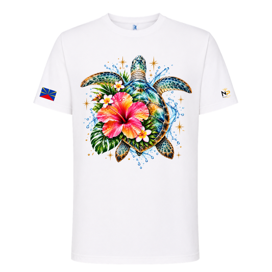T-shirt Tortue Tropicale – Éclat des Îles 100 % Coton| Nout Péi