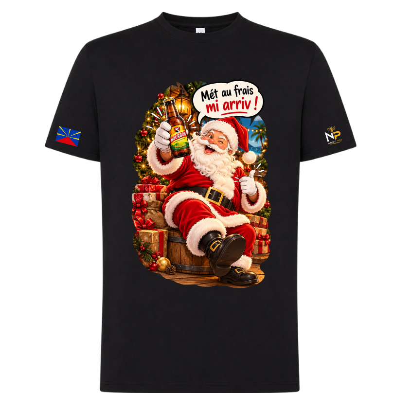 T-shirt Noël – « Mét au frais, mi arriv ! »  | Nout Péi