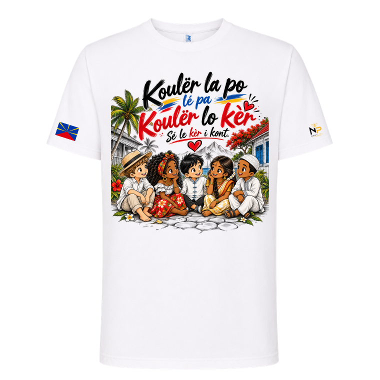 T-shirt Koulër la po lé pa koulër lo kèr – Kozman Péi| Nout Péi
