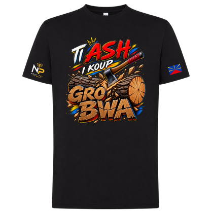 T-shirt Ti ash i koup gro bwa – Kozman Péi| Nout Péi