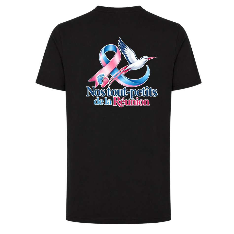 T-shirt noir– Nos Tout-Petits de La Réunion – 100 % Coton