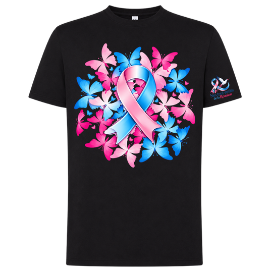 T-shirt noir– Ruban Rose & Bleu et Papillons | Nos Tout Petits