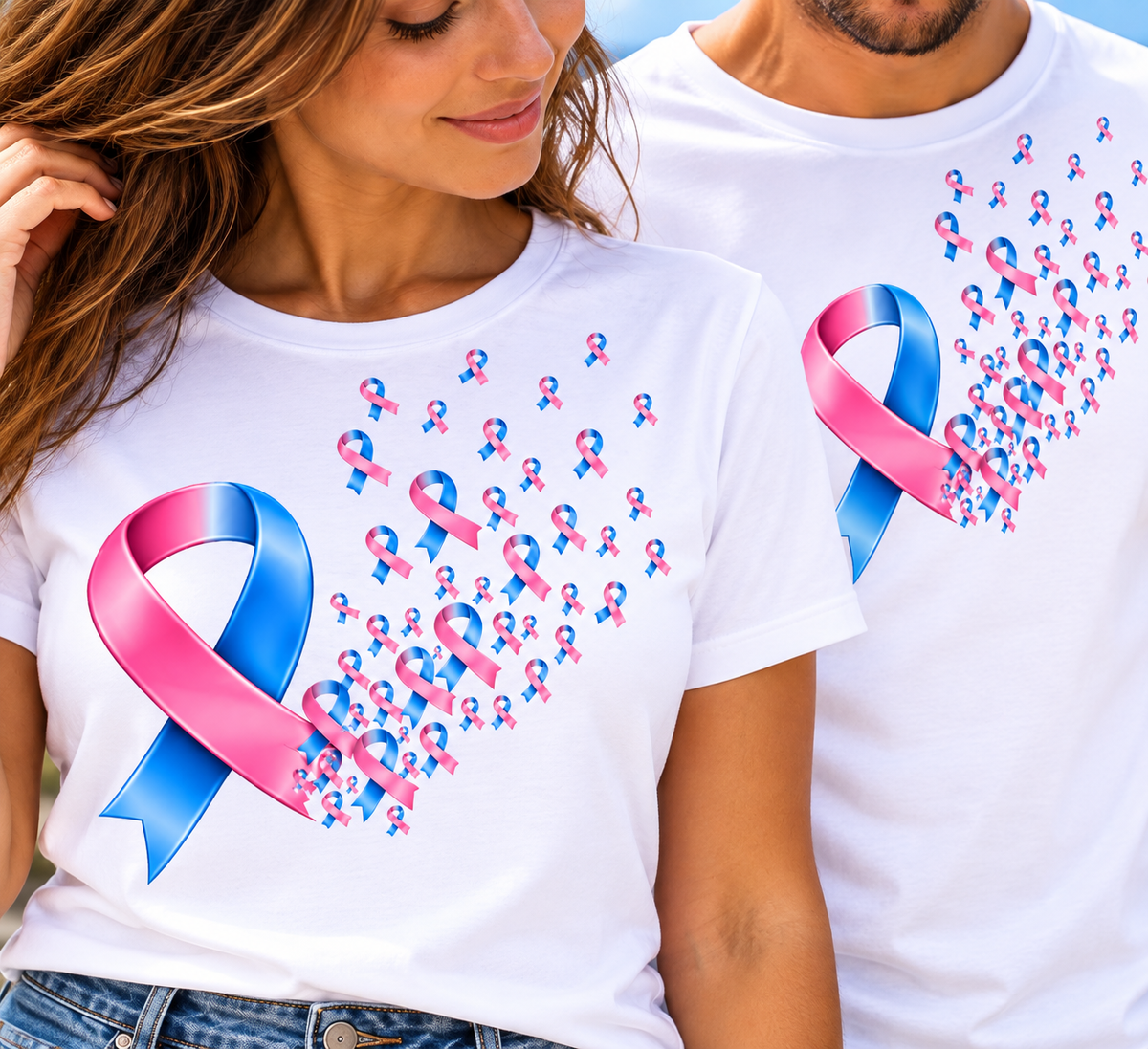 T-shirt blanc – L'Envol des Rubans Rose & Bleu | Nos Tout Petits