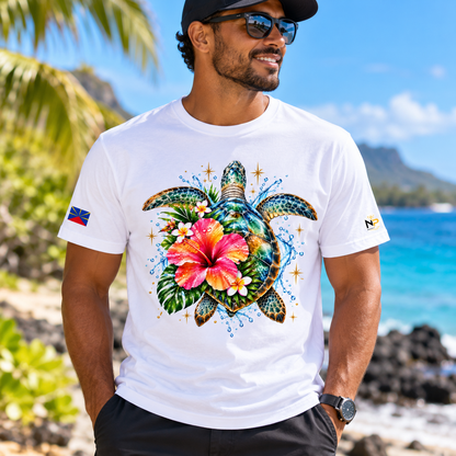T-shirt Tortue Tropicale – Éclat des Îles 100 % Coton| Nout Péi