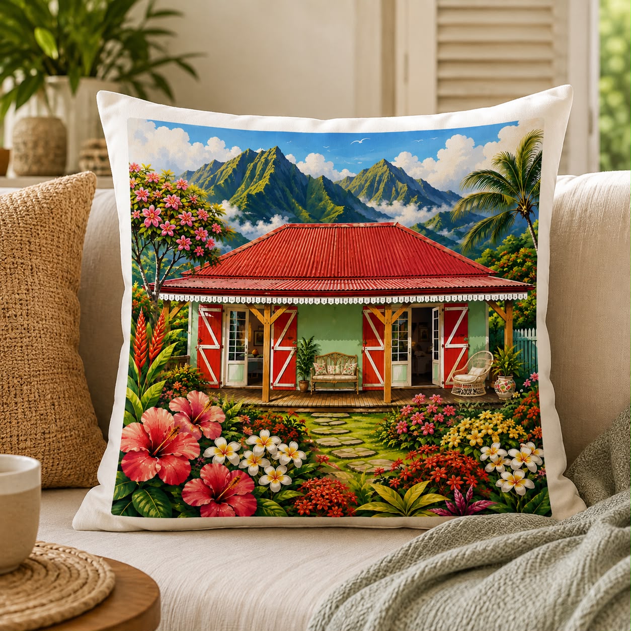 Oreiller Case Créole – 40x40 cm | Nout Pei