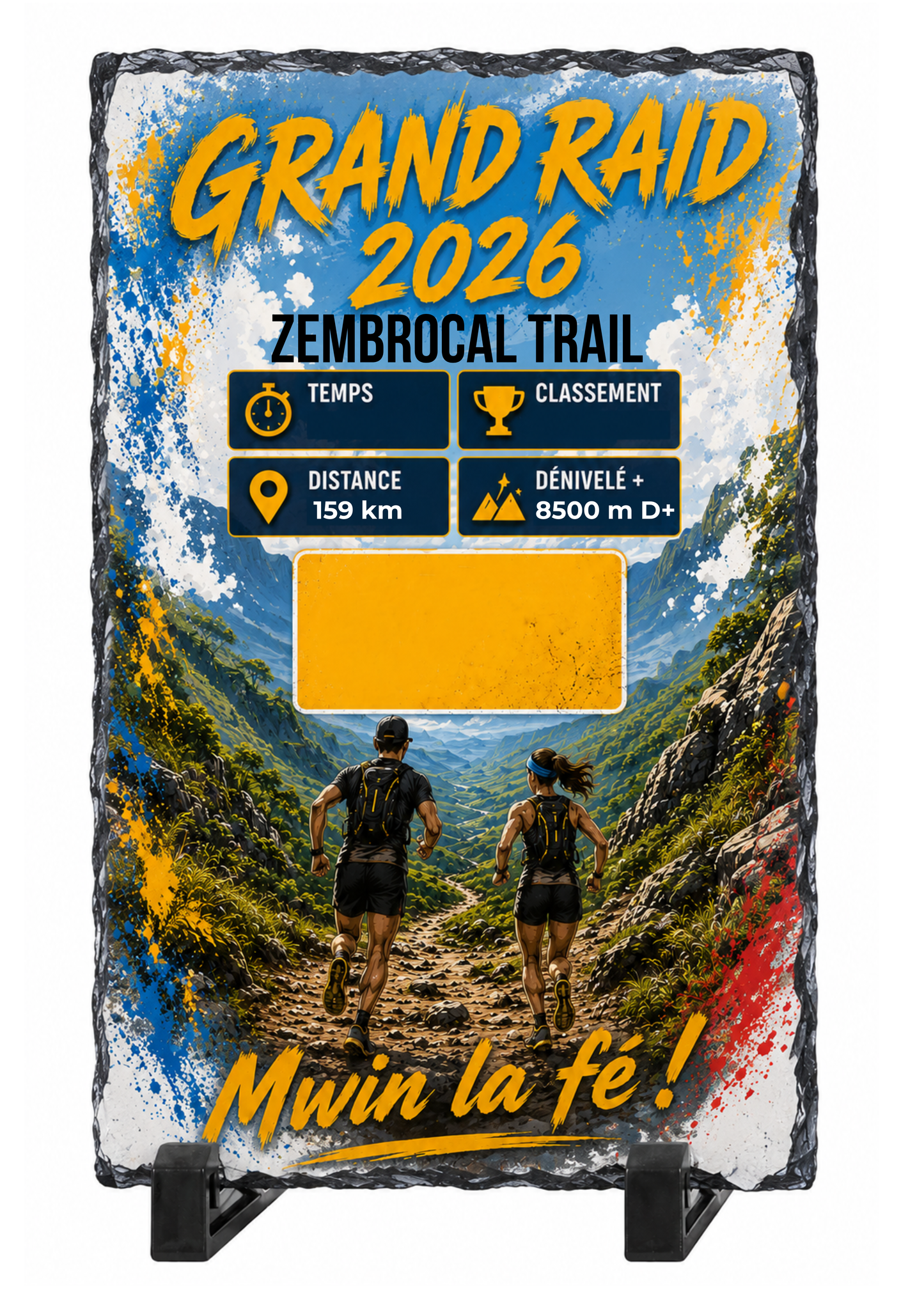 Cadre photo ardoise 15x20cm  Grand Raid 2026 Zembrocal Trail personnalisé | Nout Péi