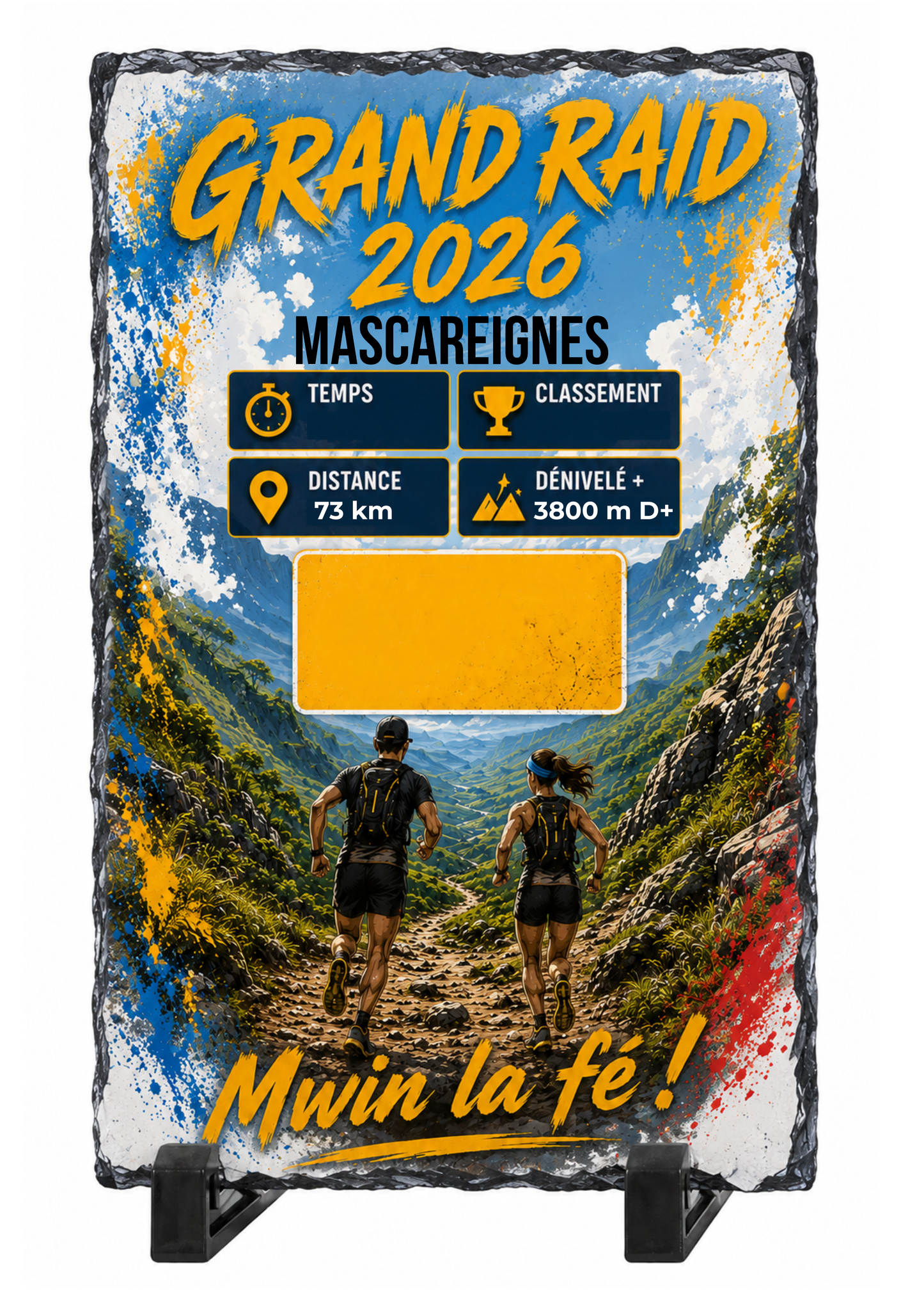 Cadre photo ardoise 20x30cm  Grand Raid 2026 Mascareignes personnalisé | Nout Péi
