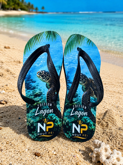 Tongs Nout Péi – Édition Lagon | Tortue Marine de La Réunion